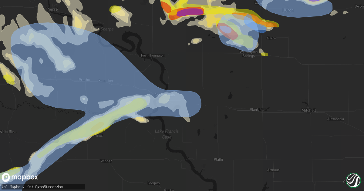 Hail map in Pukwana, SD on June 4, 2026