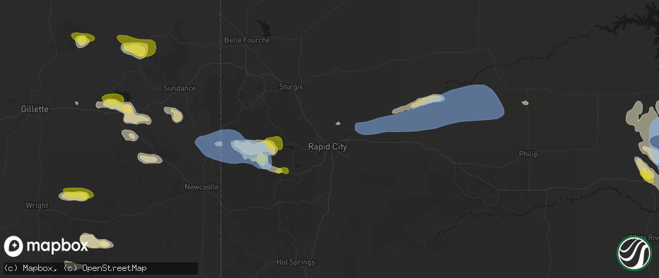 Hail map in Rapid City, SD on June 4, 2026