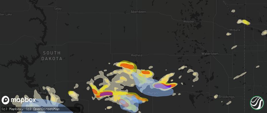 Hail map in Redfield, SD on June 4, 2026
