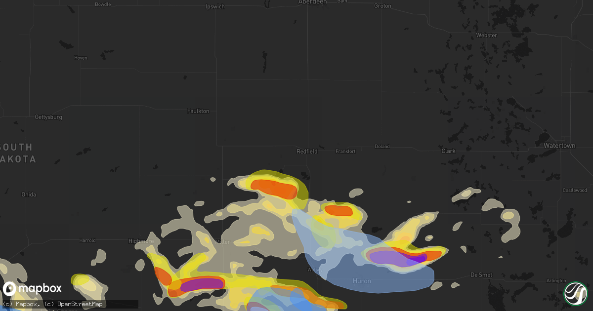 Hail map in Redfield, SD on June 4, 2026