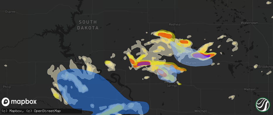 Hail map in Ree Heights, SD on June 4, 2026