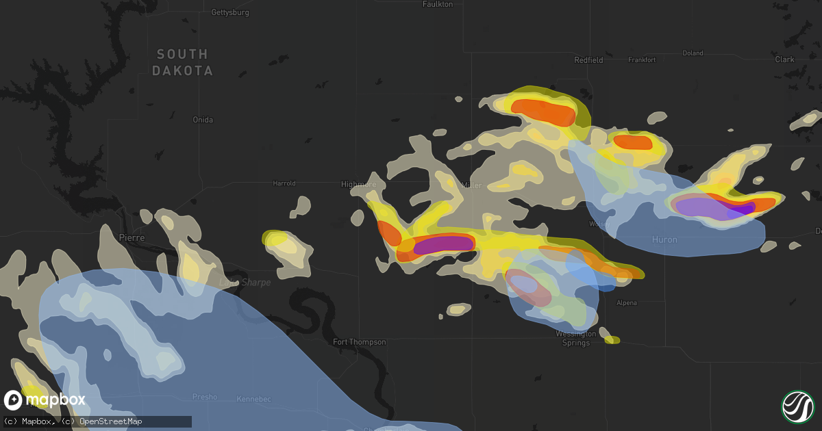 Hail map in Ree Heights, SD on June 4, 2026