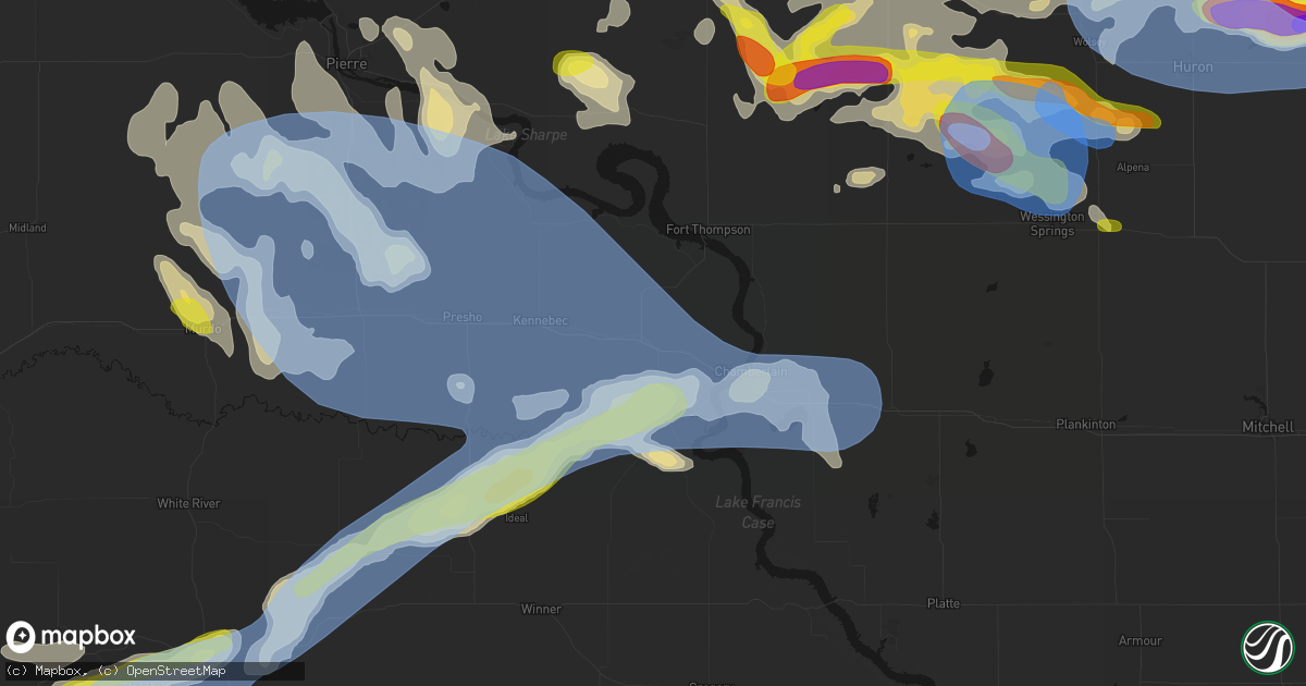 Hail map in Reliance, SD on June 4, 2026