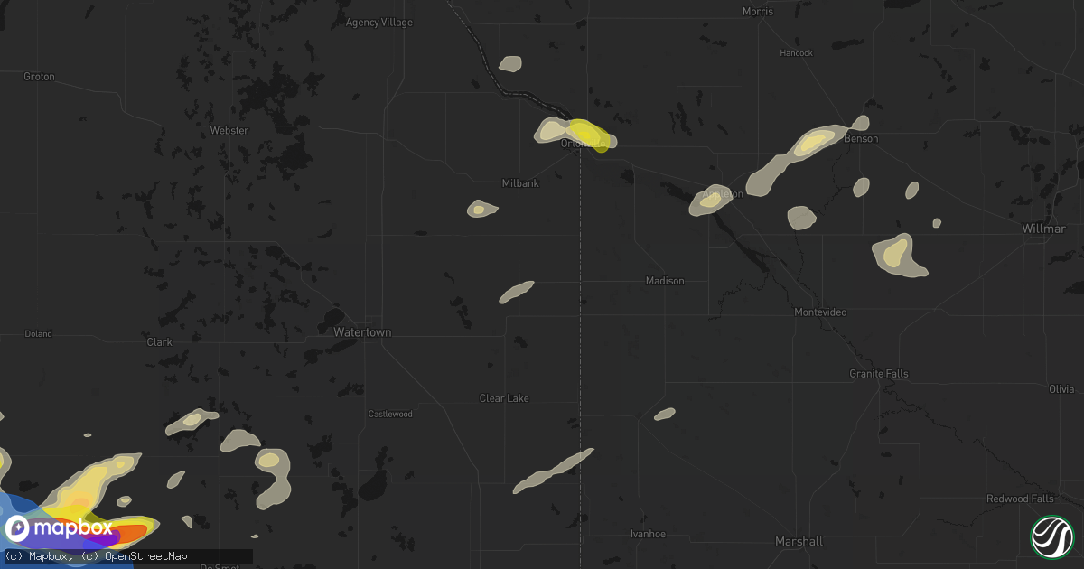 Hail map in Revillo, SD on June 4, 2026