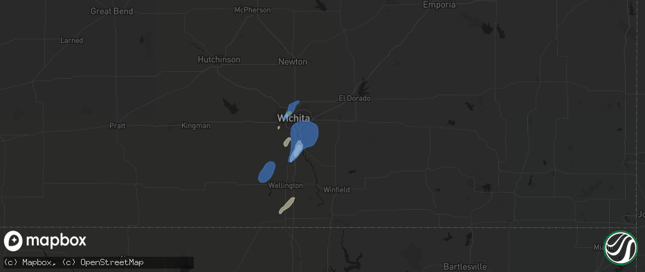Hail map in Rose Hill, KS on June 4, 2026