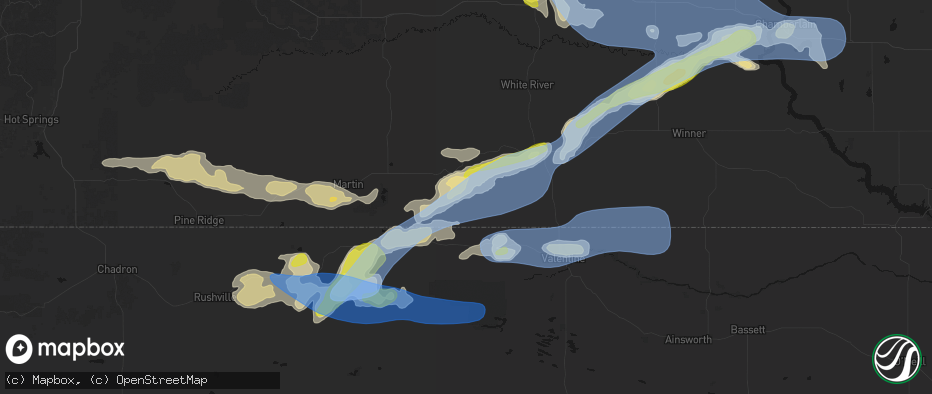 Hail map in Saint Francis, SD on June 4, 2026