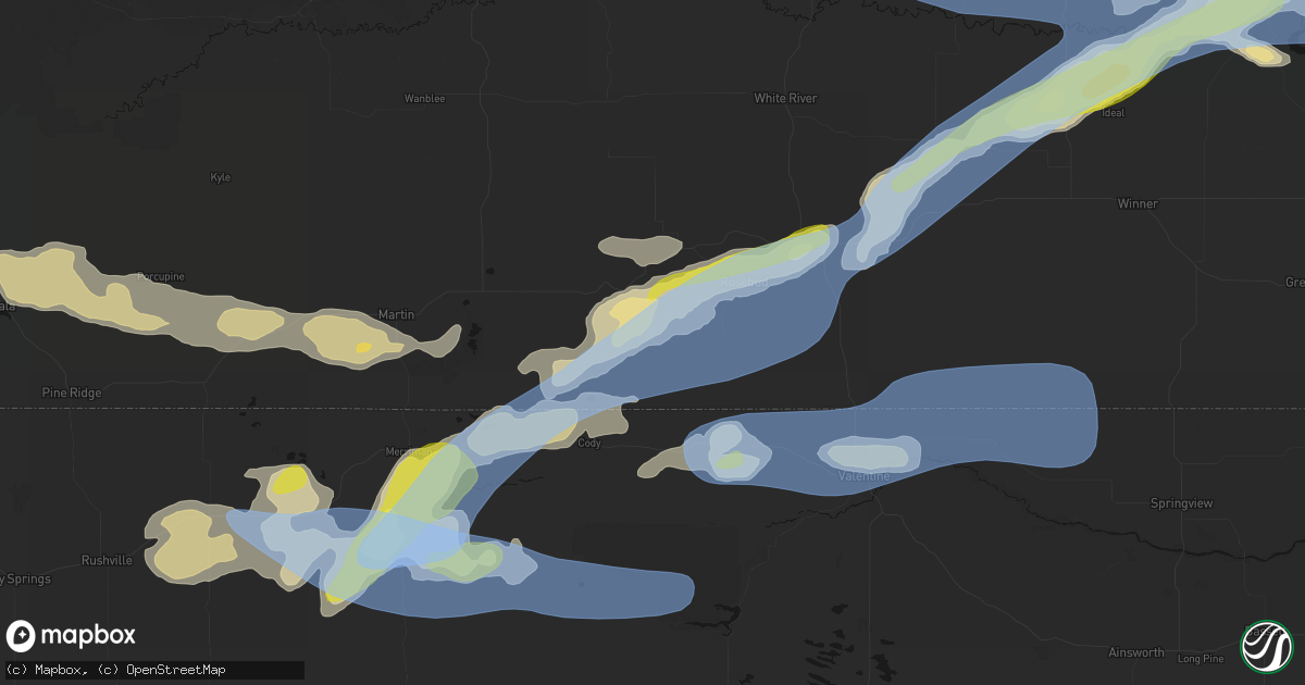 Hail map in Saint Francis, SD on June 4, 2026