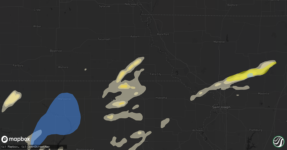Hail map in Salem, NE on June 4, 2026