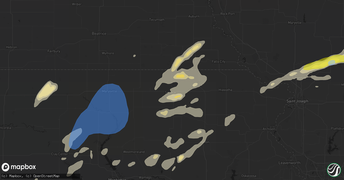 Hail map in Seneca, KS on June 4, 2026