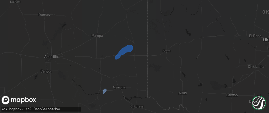 Hail map in Shamrock, TX on June 4, 2026
