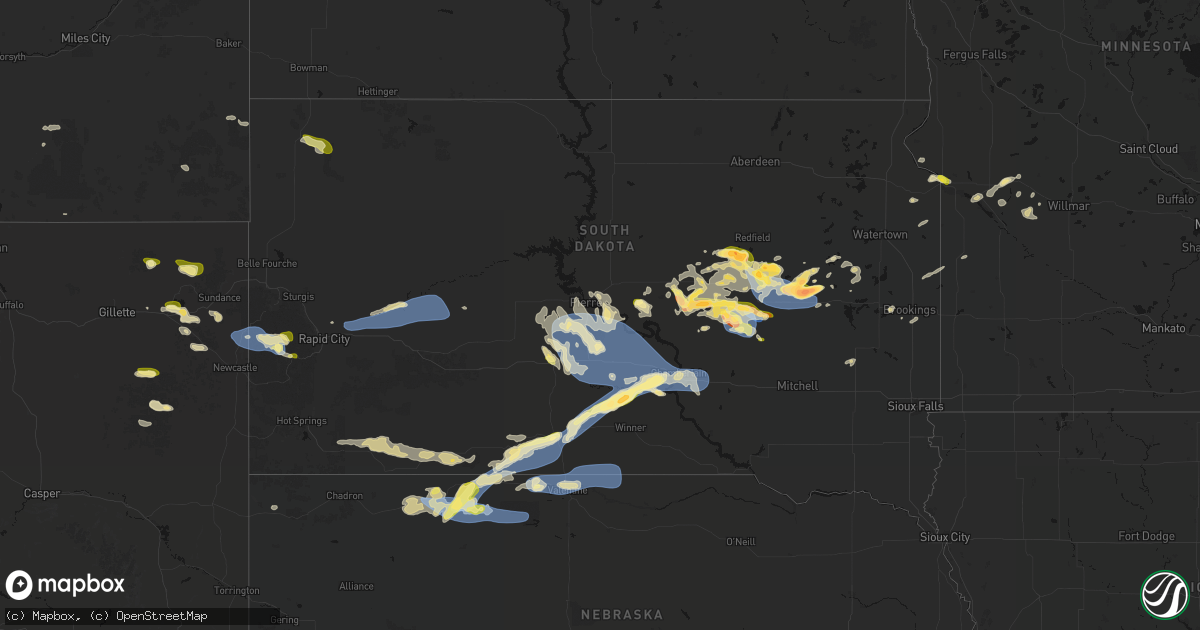 Hail map in South Dakota on June 4, 2026