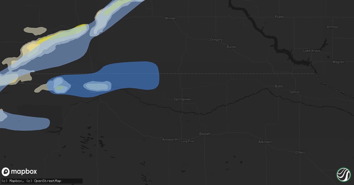 Hail map in Springview, NE on June 4, 2026