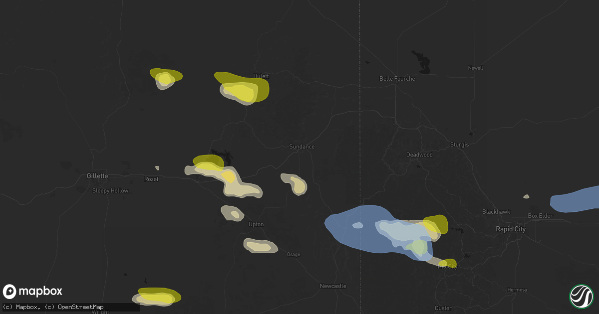 Hail map in Sundance, WY on June 4, 2026