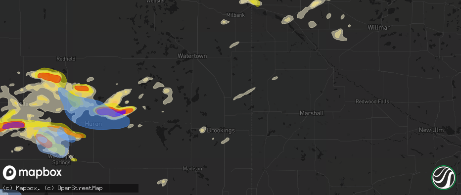 Hail map in Toronto, SD on June 4, 2026