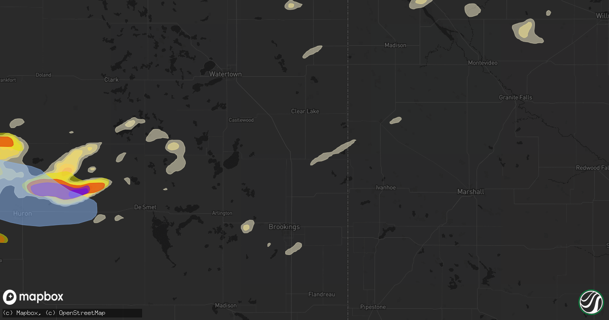 Hail map in Toronto, SD on June 4, 2026