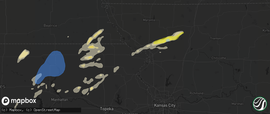 Hail map in Troy, KS on June 4, 2026