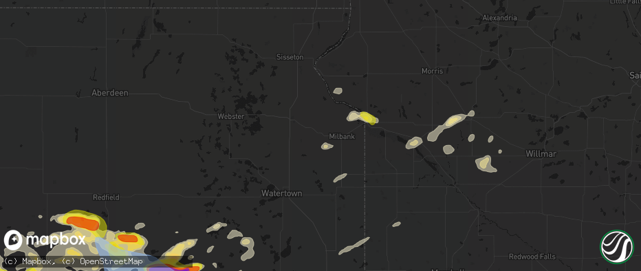 Hail map in Twin Brooks, SD on June 4, 2026