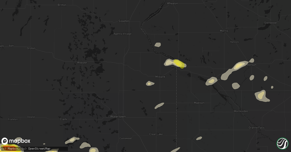 Hail map in Twin Brooks, SD on June 4, 2026