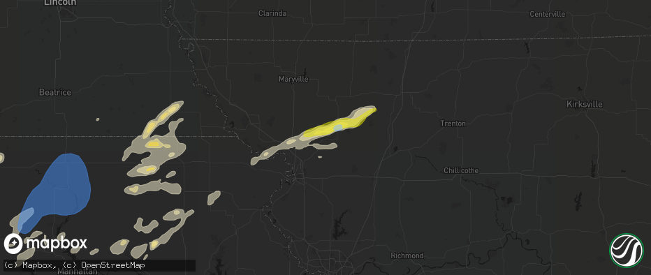 Hail map in Union Star, MO on June 4, 2026