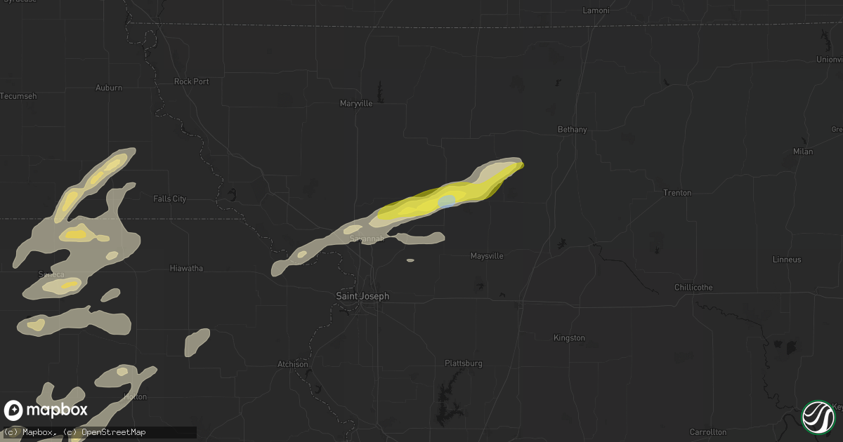 Hail map in Union Star, MO on June 4, 2026