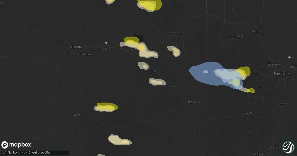 Hail map in Upton, WY on June 4, 2026