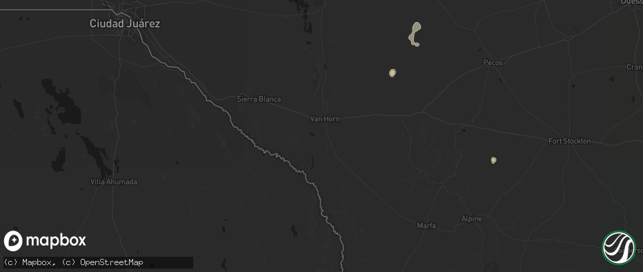 Hail map in Van Horn, TX on June 4, 2026
