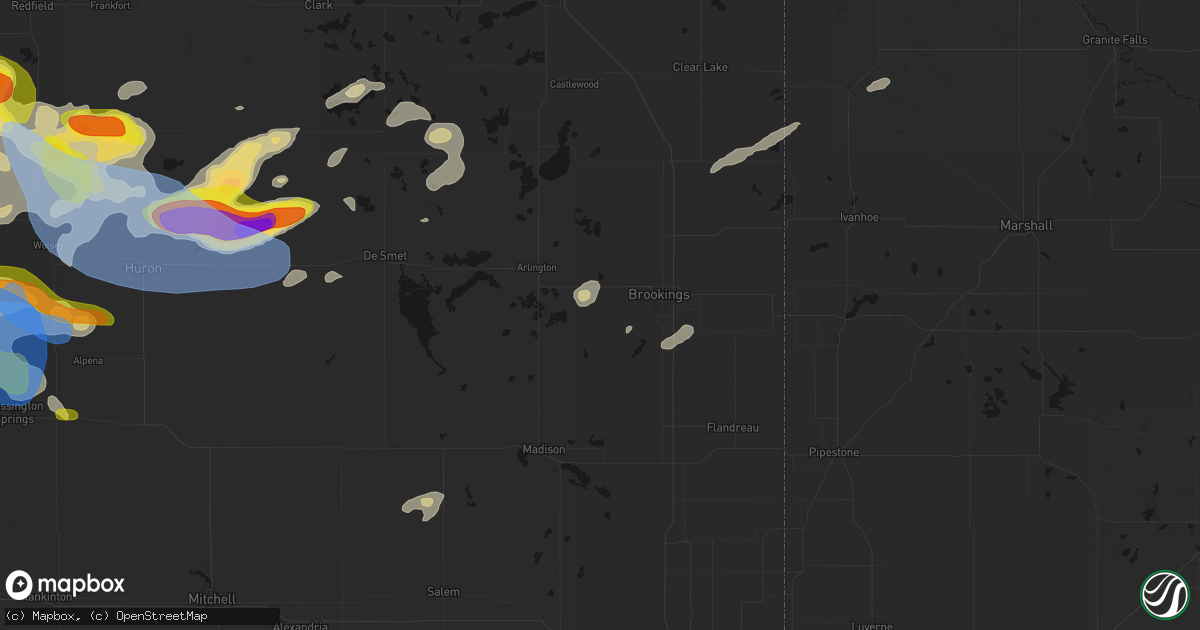 Hail map in Volga, SD on June 4, 2026