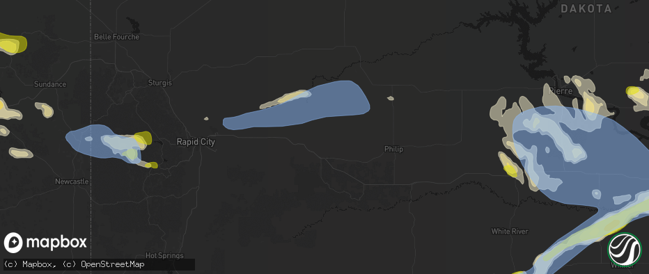 Hail map in Wall, SD on June 4, 2026