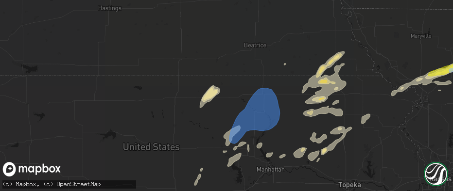 Hail map in Washington, KS on June 4, 2026