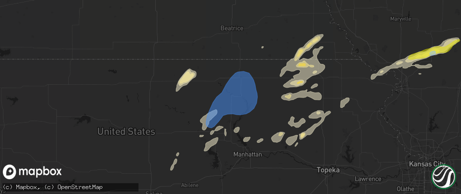 Hail map in Waterville, KS on June 4, 2026