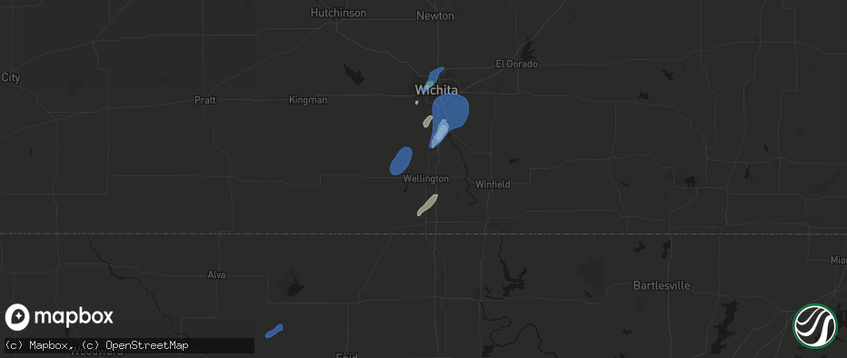 Hail map in Wellington, KS on June 4, 2026