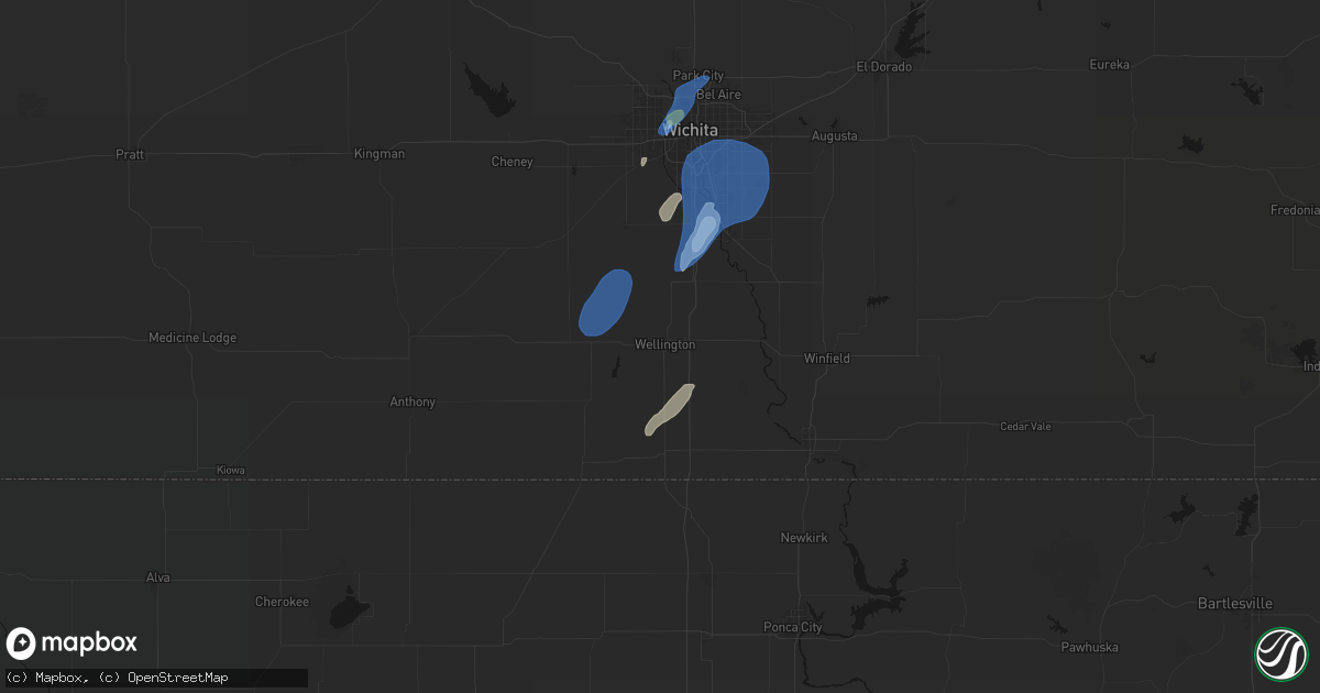Hail map in Wellington, KS on June 4, 2026