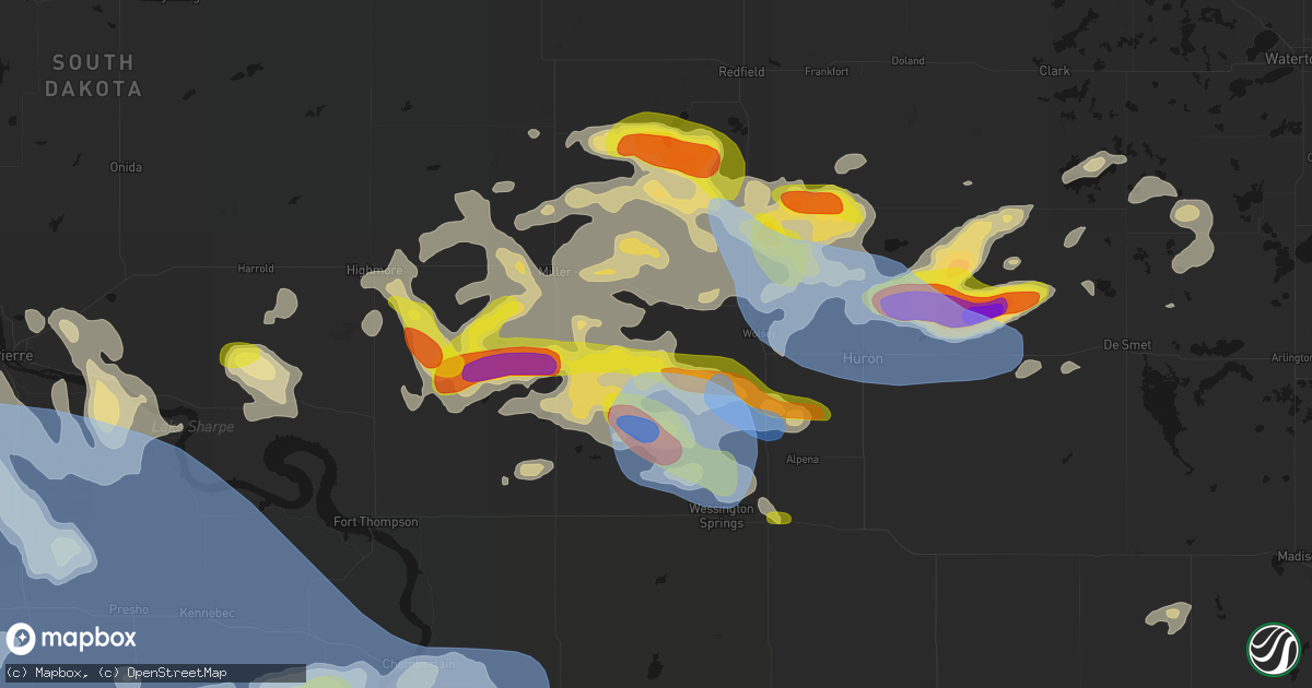 Hail map in Wessington, SD on June 4, 2026