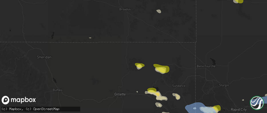 Hail map in Weston, WY on June 4, 2026
