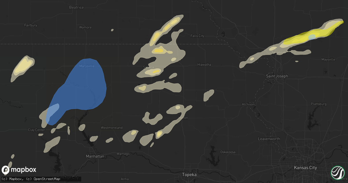 Hail map in Wetmore, KS on June 4, 2026