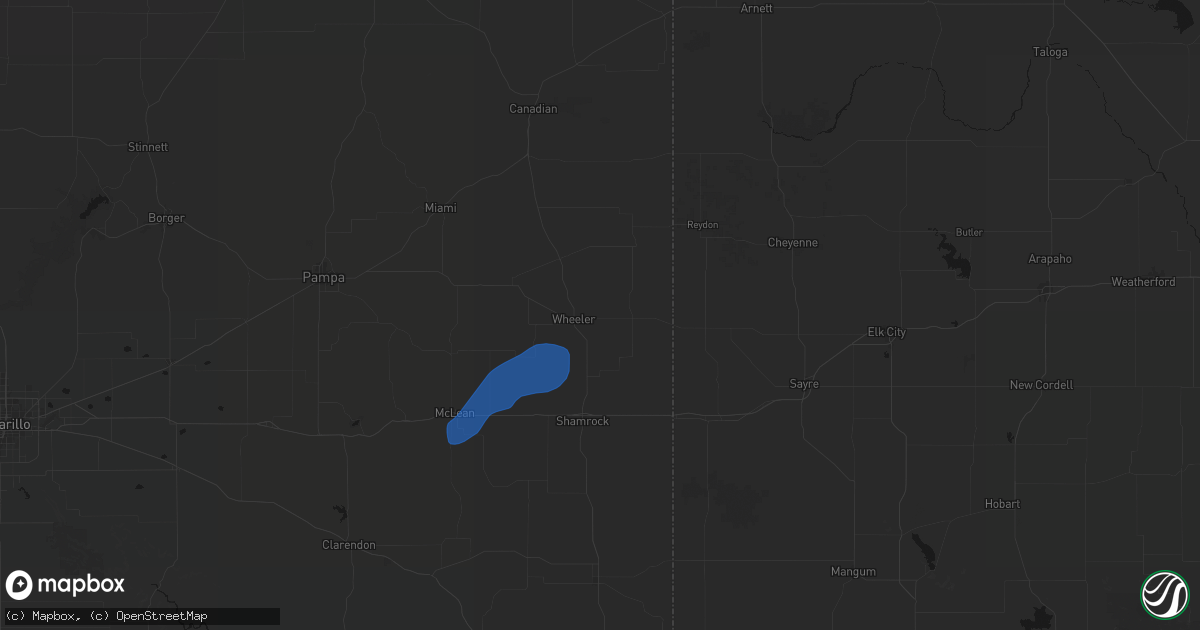 Hail map in Wheeler, TX on June 4, 2026