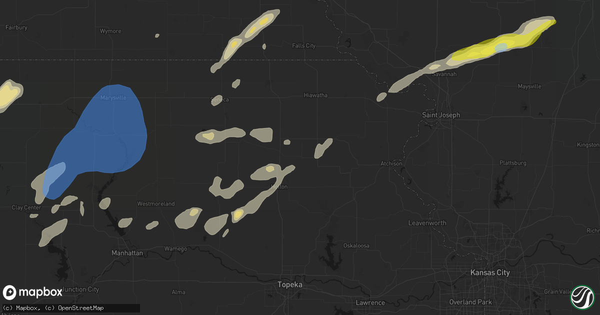 Hail map in Whiting, KS on June 4, 2026
