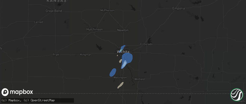 Hail map in Wichita, KS on June 4, 2026