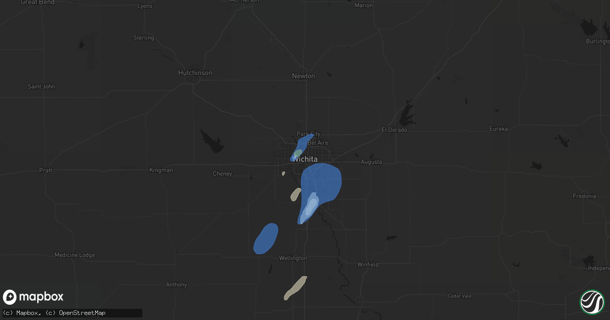 Hail map in Wichita, KS on June 4, 2026