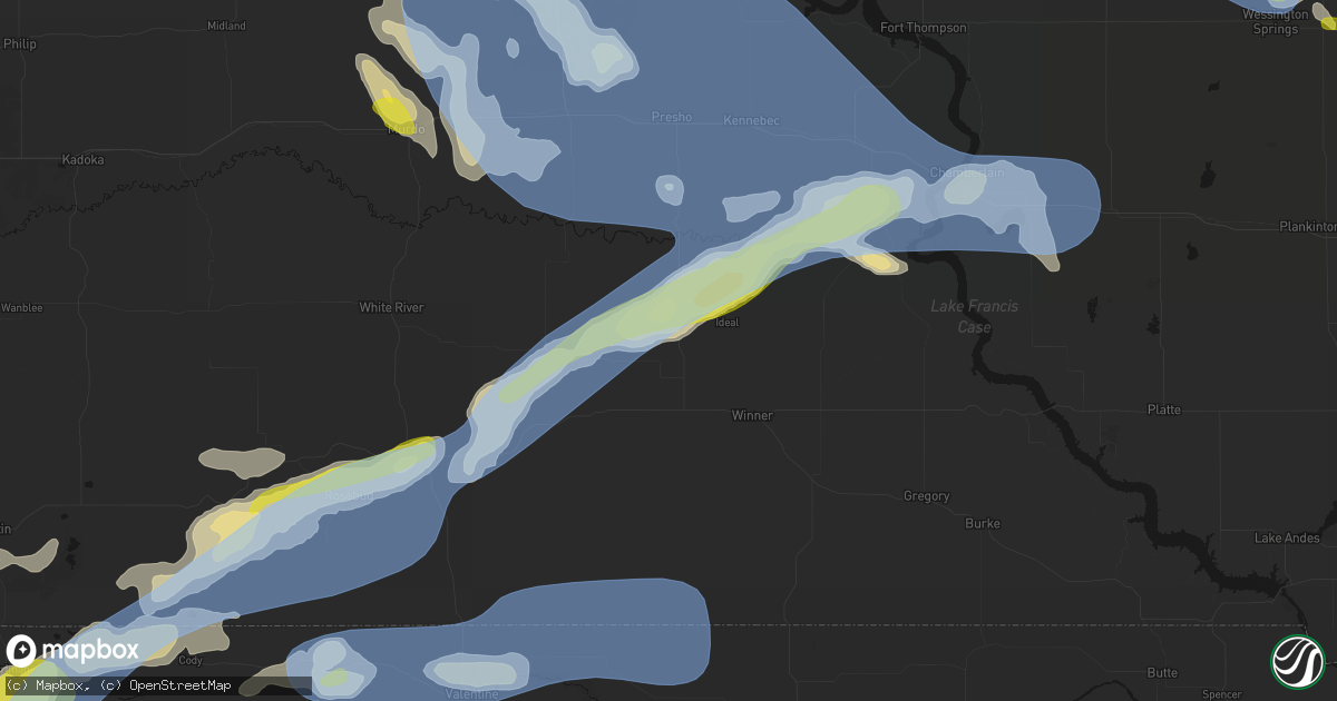 Hail map in Witten, SD on June 4, 2026