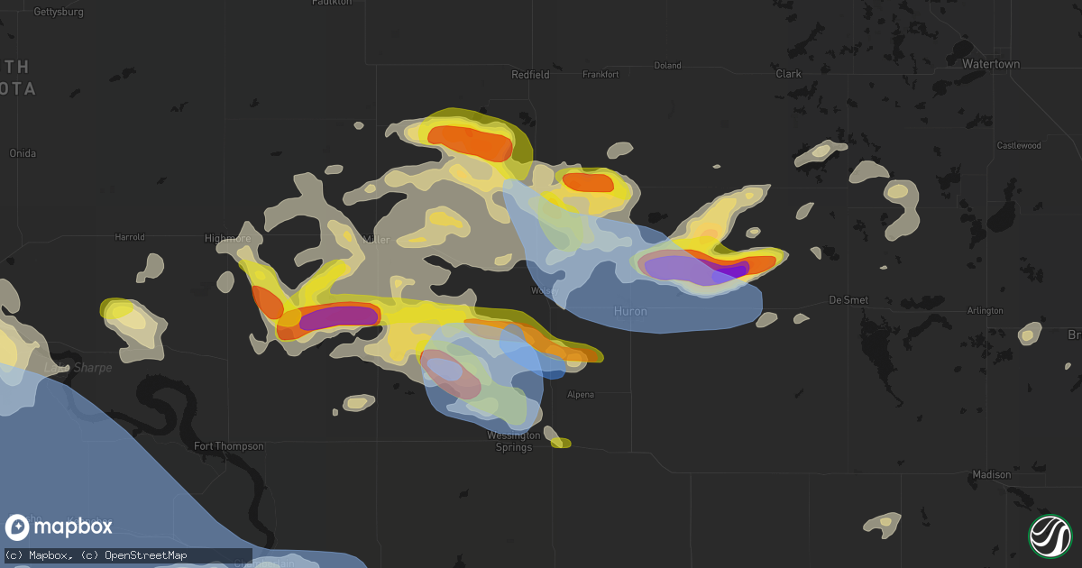 Hail map in Wolsey, SD on June 4, 2026