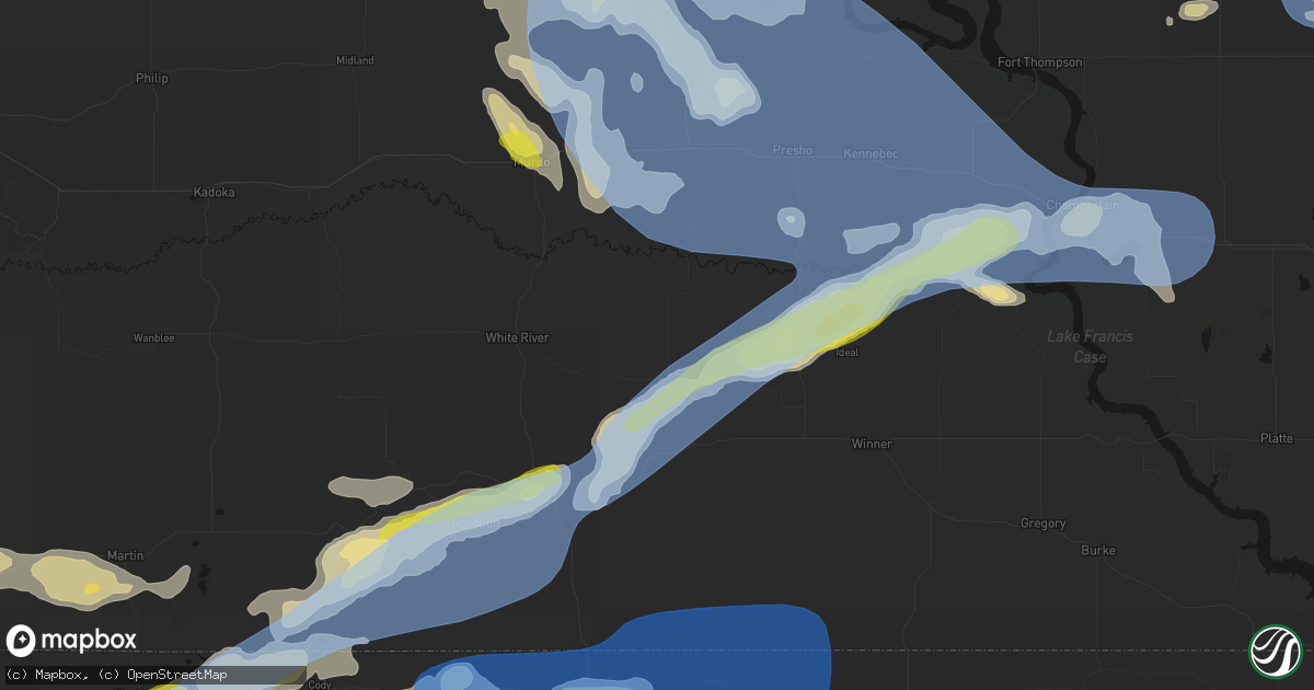 Hail map in Wood, SD on June 4, 2026