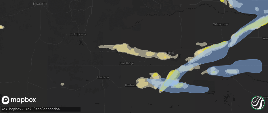 Hail map in Wounded Knee, SD on June 4, 2026