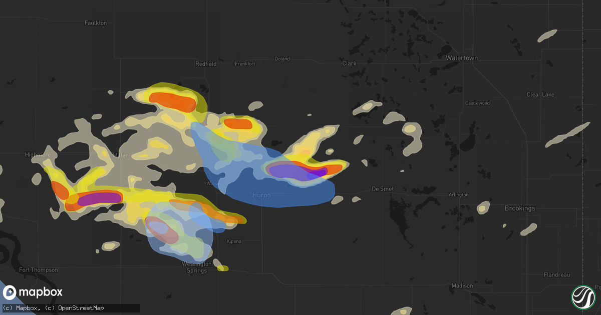 Hail map in Yale, SD on June 4, 2026