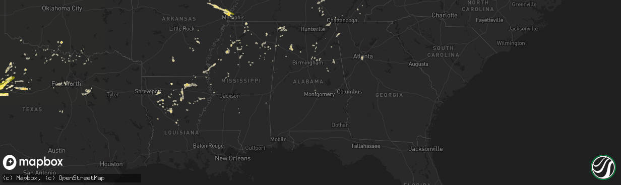 Hail map in Alabama on June 5, 2013