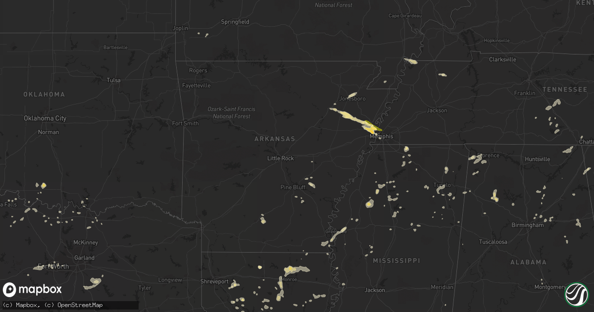 Hail map in Arkansas on June 5, 2013