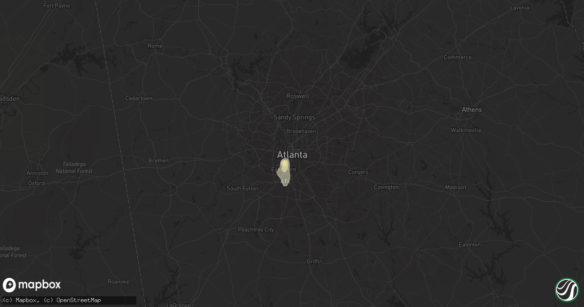 Hail map in Atlanta, GA on June 5, 2013