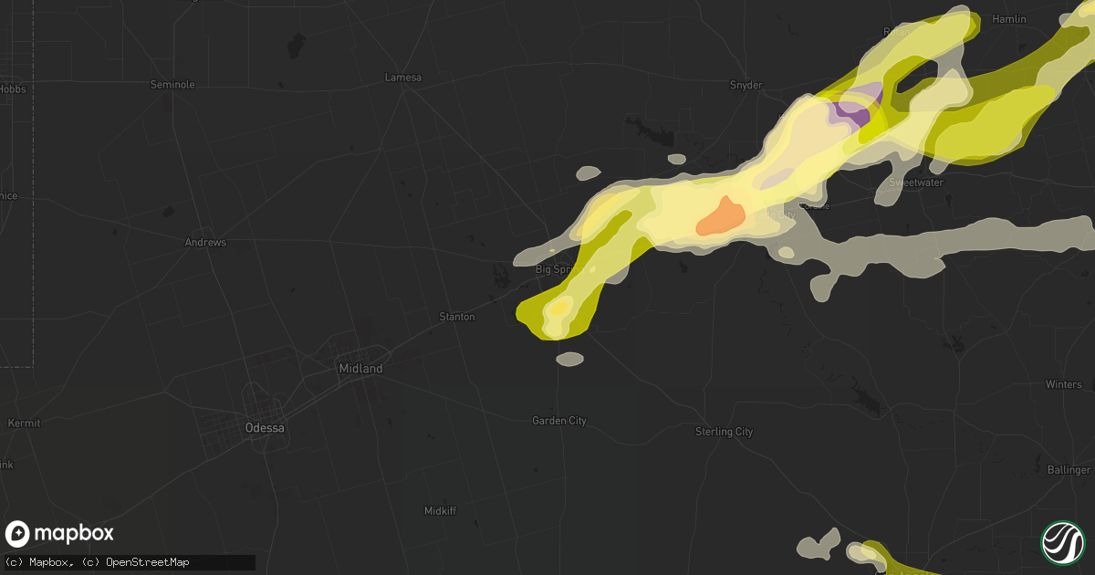 Hail map in Big Spring, TX on June 5, 2013