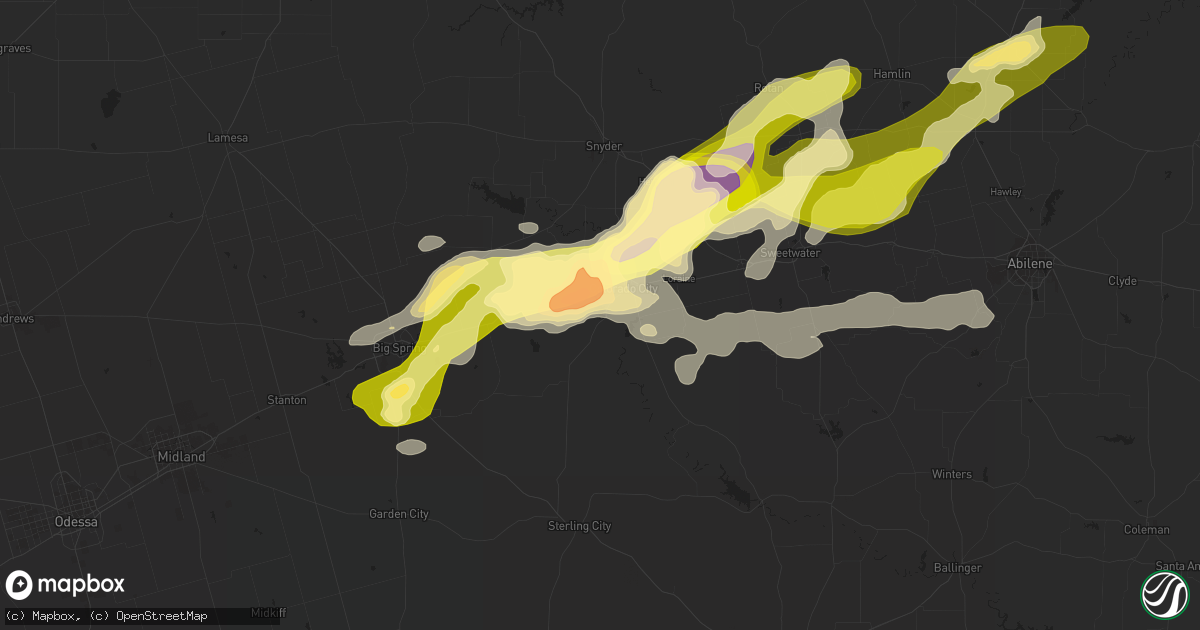 Hail map in Colorado City, TX on June 5, 2013