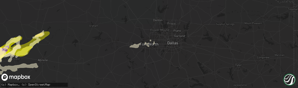 Hail map in Fort Worth, TX on June 5, 2013